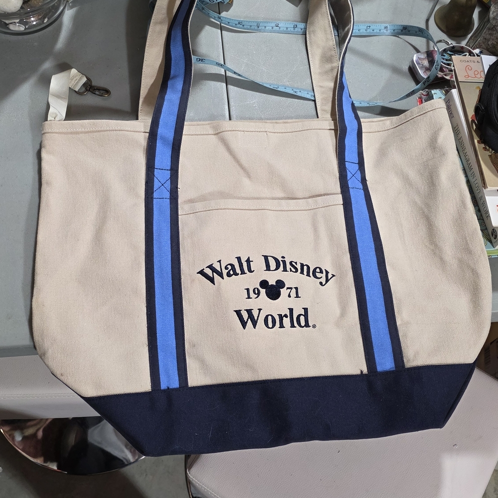 Walt Disney World Canvas Tote Bag - Blue and Cream
